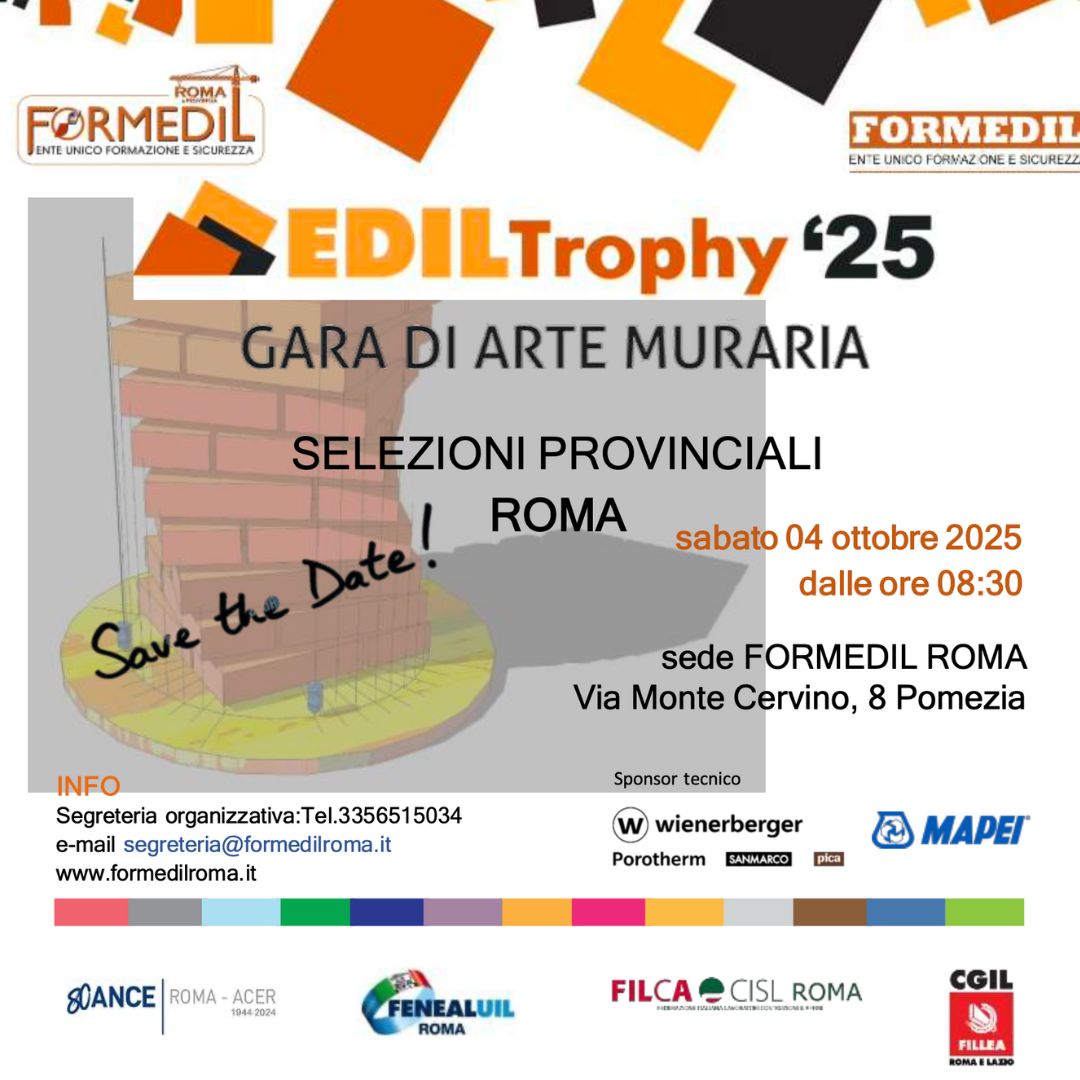 Aperte le iscrizioni per Ediltrophy 2025, la gara di arte muraria che si terrà presso il nostro cantiere scuola il 4 ottobre