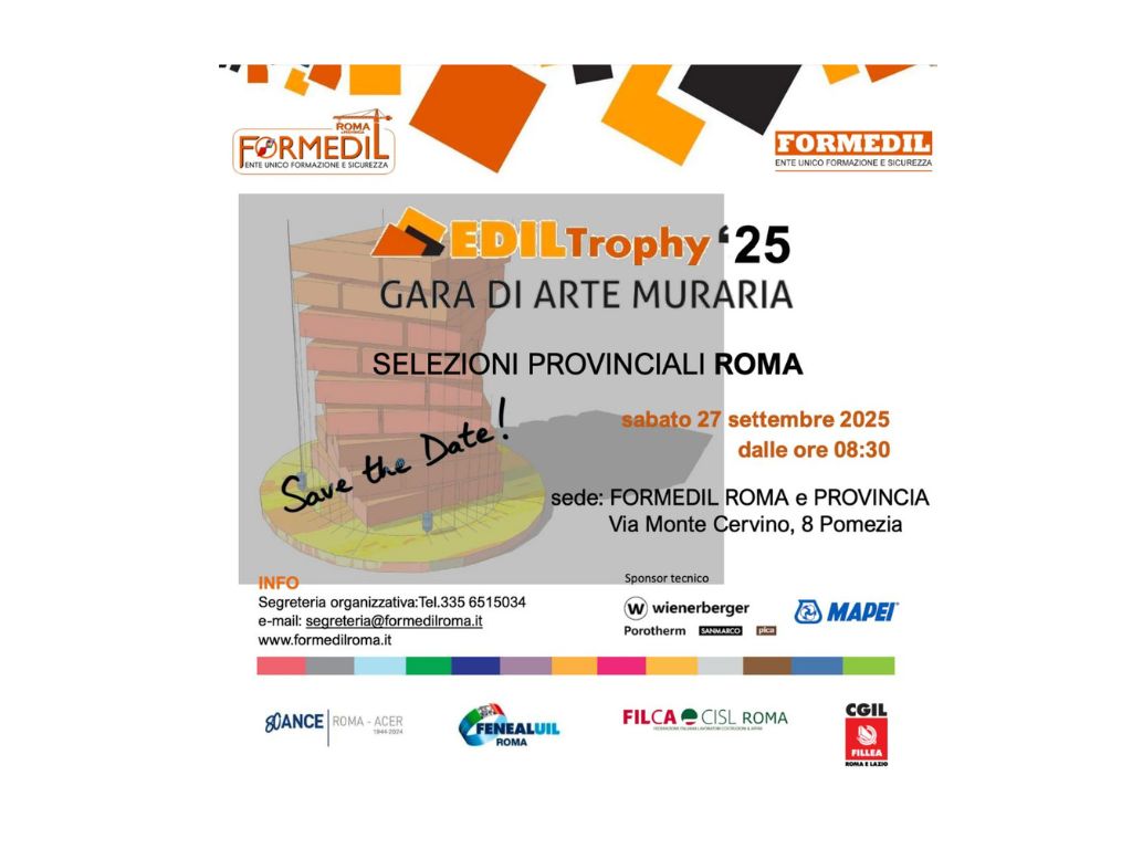Aperte le iscrizioni per Ediltrophy 2025, la gara di arte muraria che si terrà presso il nostro cantiere scuola il 27 settembre