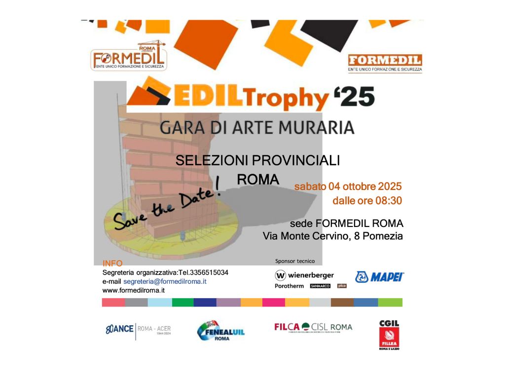 Aperte le iscrizioni per Ediltrophy 2025 - Le selezioni provinciali della gara di arte muraria si terranno il 4 ottobre